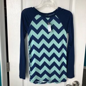 Brand new Rue21 chevron blue long sleeve shirt!